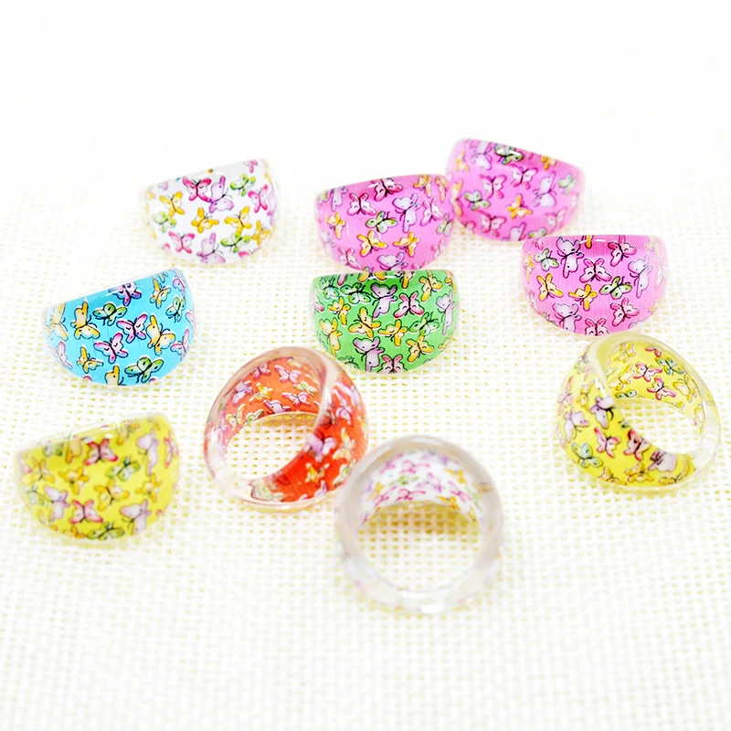 Оптовая продажа оптом 50/100 шт. милые Мультяшные маленькие кольца бабочки Детские