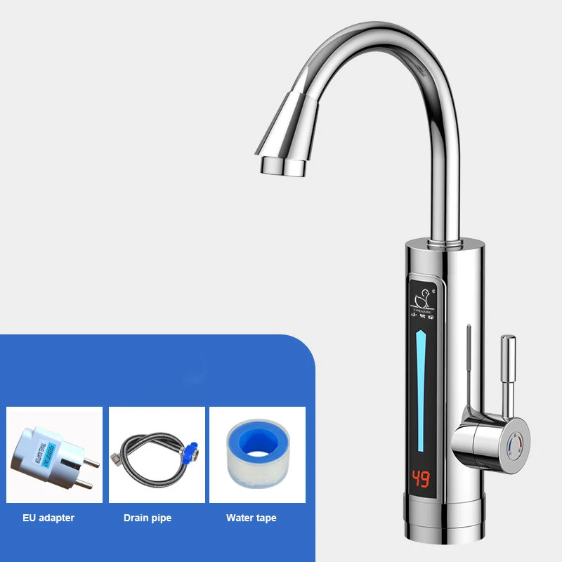 Stainless Steel Electric Water Heater Temperature Display Kitchen Tankless Instant Hot Water Faucet 3300W