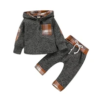 baby boy clothes set black long sleeve hoodie gray plaid print cartoon dinosaur toddler boy outfits 4t kids spring outfits
