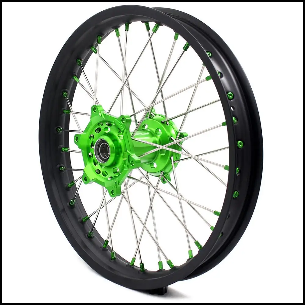21/18 мотоциклетные обода эндуро спицевые колеса Набор для KAWASAKI KX250F KX450F 2019 зеленые