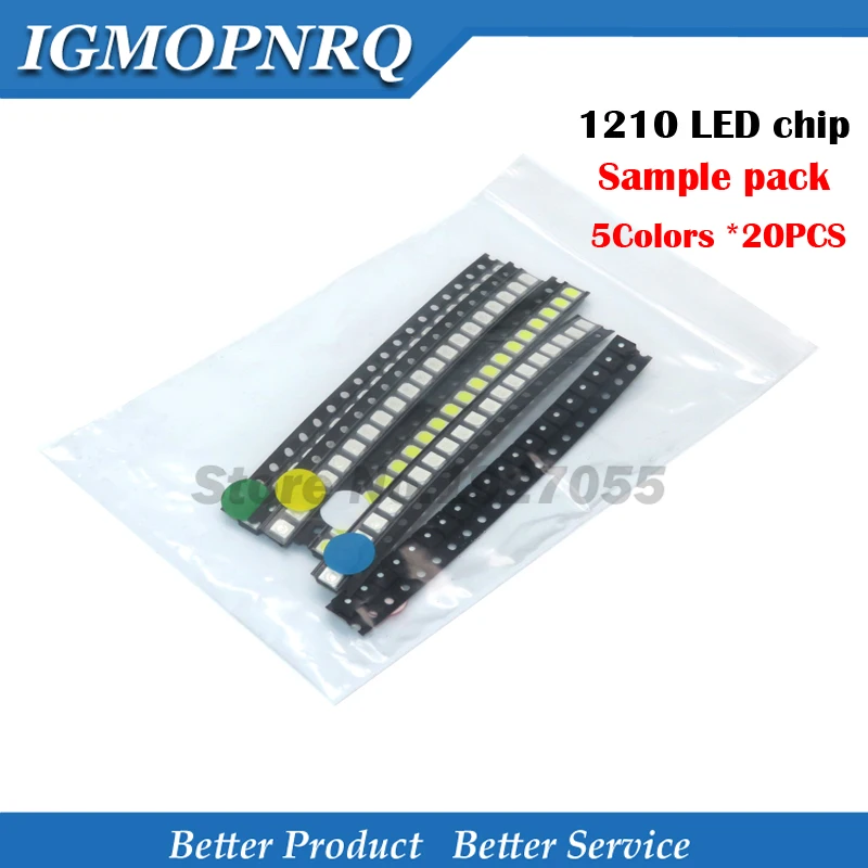 100 шт. = 5 цветов x 20 1210 1206 0805 0603 5050 светодиодный Диод в ассортименте SMD комплекте