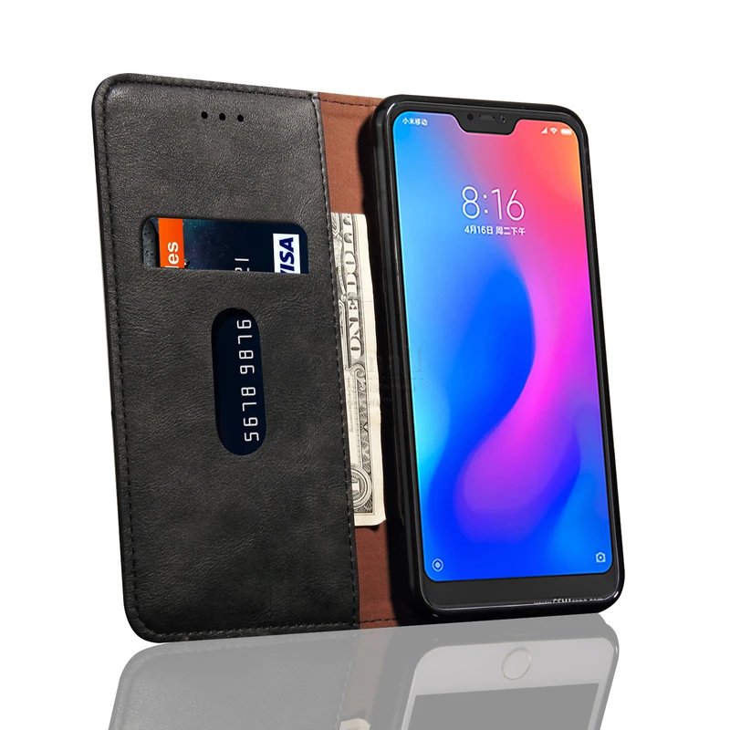 Винтажный кожаный флип чехол для XiaoMi RedMI 9 9A кошелек роскошный Карманный книжка с