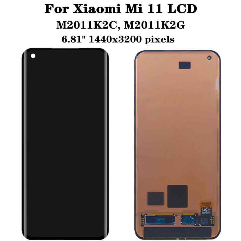 Pantalla AMOLED 100% Original de 6,81 "para XiaoMi Mi 11, Mi11, M2011K2C, LCD con Marco, montaje de digitalizador, piezas de reparaci&oacute;n-2