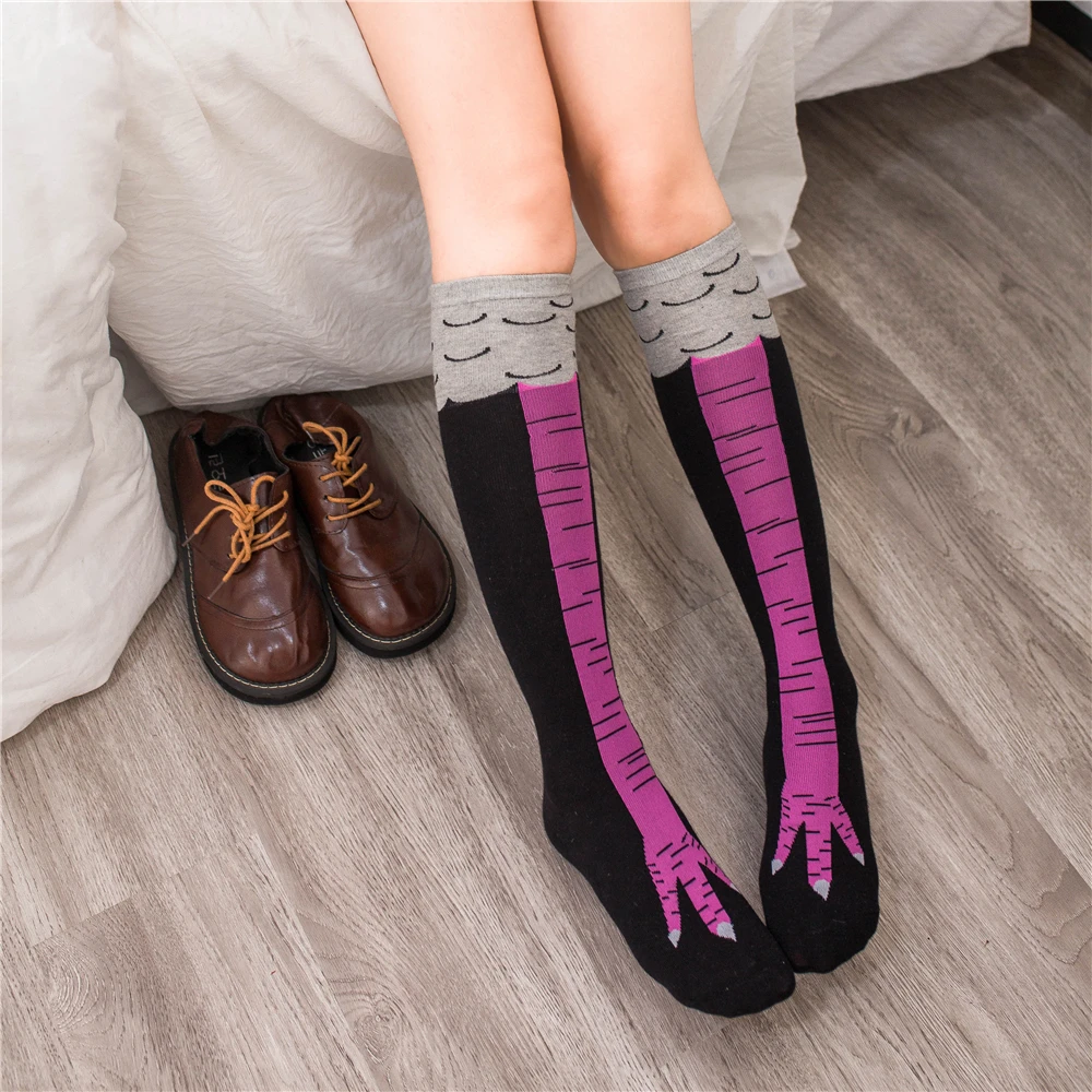 

Winter Autumn Women Chicken Knitted Crew Funny 3D Cartoon Thigh High Sokken Fashion Cute Ladies Thin Toe Feet Socks Cosplay