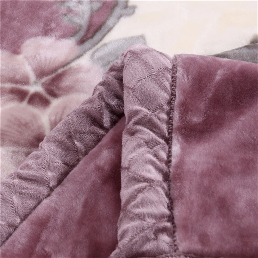 

Soft Warm Raschel Mink Blanket Double Layer Thick Fluffy Chunky Fleece Throw Twin Queen Size Faux Fur Printed Blanket For Winter