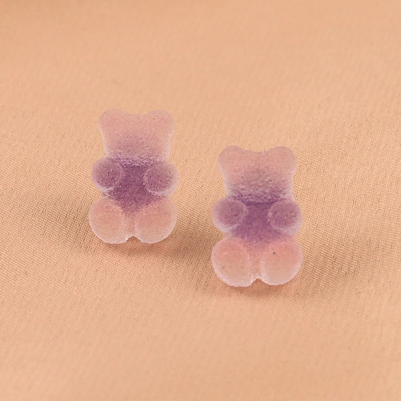 Милые цветные серьги гвоздики из смолы с медведем для девочек DIY медведями