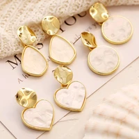 retro sequined earrings trendy 2020 gold water drop geometric alloy stud earrings for women acrylic jewelry korean fashion party