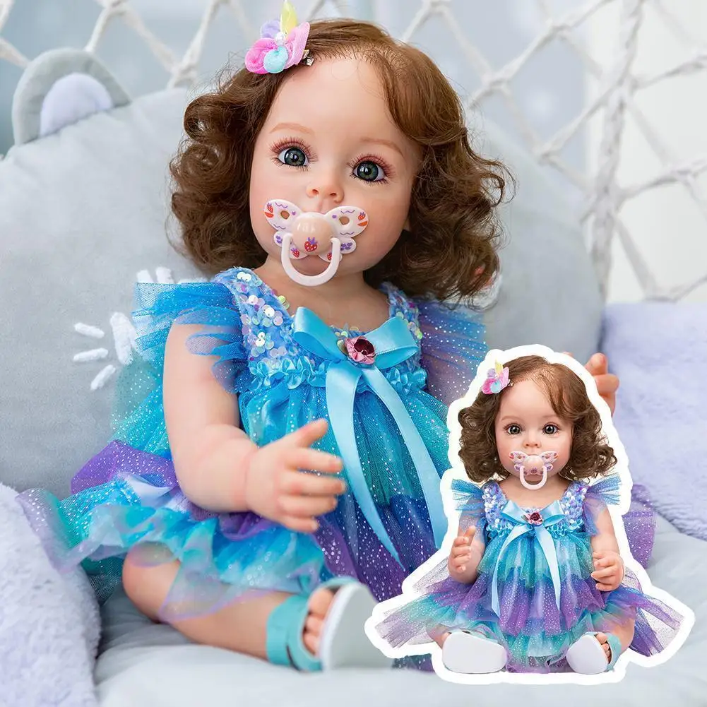 

Npk 55cm Reborn Toddler Girl Full Body Silicone Princess Hand-detailed Painting Rooted Hair Waterproof Toy For Girls Christ T8s2