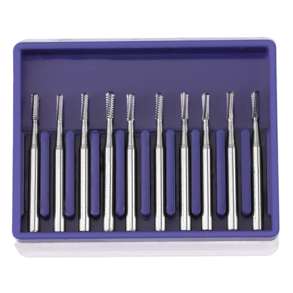 

10pcs /set High Speed Dental Tungsten Steel Crown Metal Cutting Burs silver