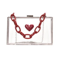 2022 new fashion korean personalized acrylic transparent box bag womens versatile love chain shoulder bag small square handbag