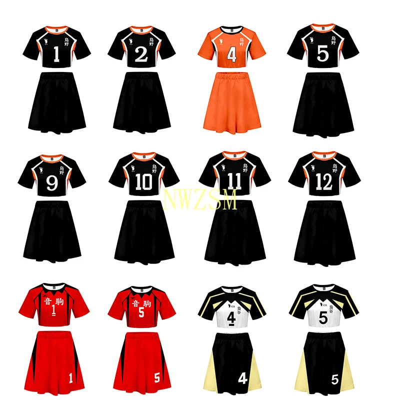 Аниме Haikyuu Cosplay Костюм черлидера короткая юбка женские летние комплекты