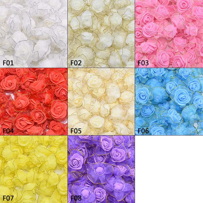 20pcs 4cm Artificial PE Foam Flowers Gold/Silver Lace Rose for Home Wedding Decoration DIY Scrapbooking Handmade Craft | Дом и сад