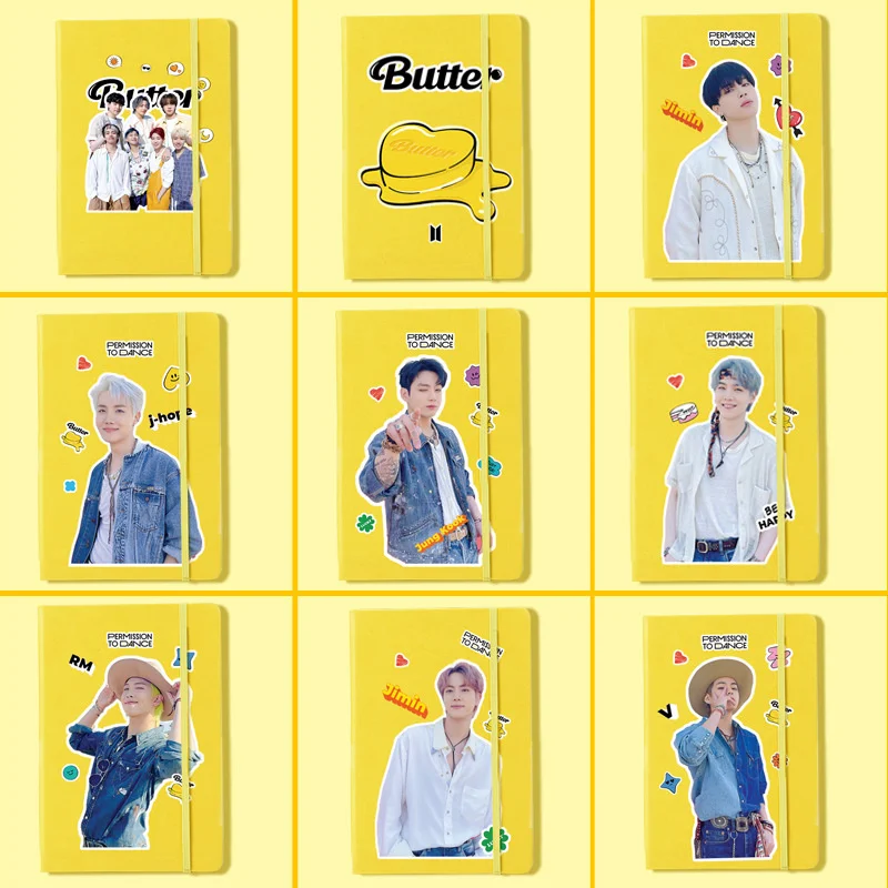 

KPOP Bangtan Boys Butter PU Elastic Bandage Notebook Handbook Student Supplies Cosplay Gift JK V Fans Collection New Korea Group