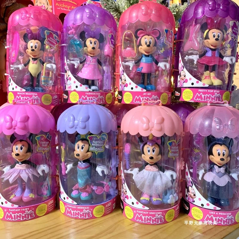 

Disney Play House Toys 26cm Minnie Mouse Dress Up Toys Clothes Accessories Pretend Play Model Christmas Gifts for Children