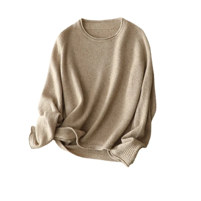 

SHUCHAN Sequined Vintage Cashmere Sweater Women Free Shipping Items Clothes for Women Oversized Sweater Womens Knit Pullover