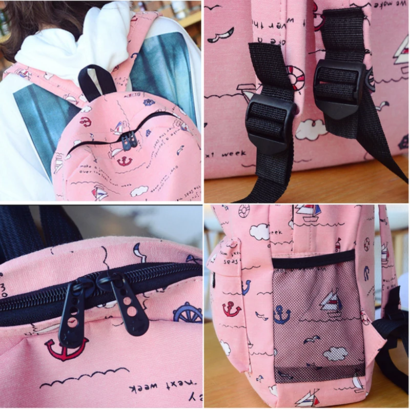 

New Fashion Printing Women's Backpack College School Bagpack Waterproof Canvas Travel Shoulder Bags Large Girl Student Knapsack