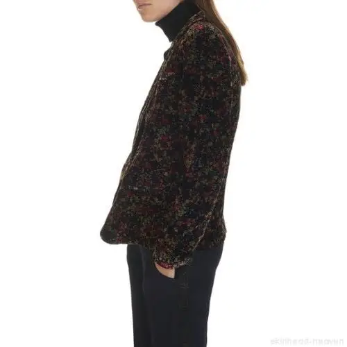 Женская Осенняя куртка с цветочным принтом V-образным вырезом и одной пуговицей |