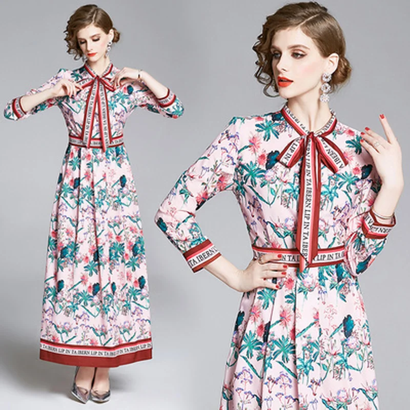 Женское винтажное платье с длинным рукавом дизайнерское подиумное свободное