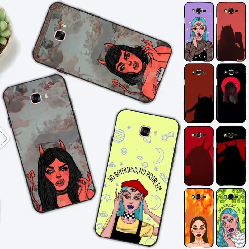

Fashion Devil Girl Phone Case for Samsung J 2 3 4 5 6 7 8 prime plus 2018 2017 2016 core