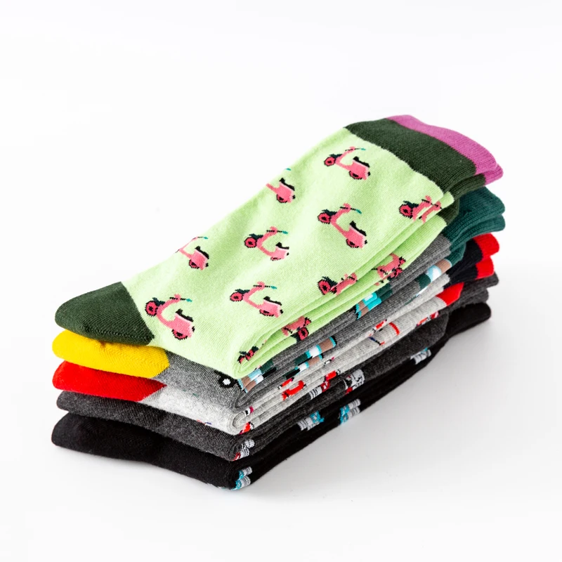 

New Casual Combed Cotton Men's Socks Tend Harajuku Street Hip Hop Funny Socks Colorful Astronaut Rocket Pattern Fashion Socks