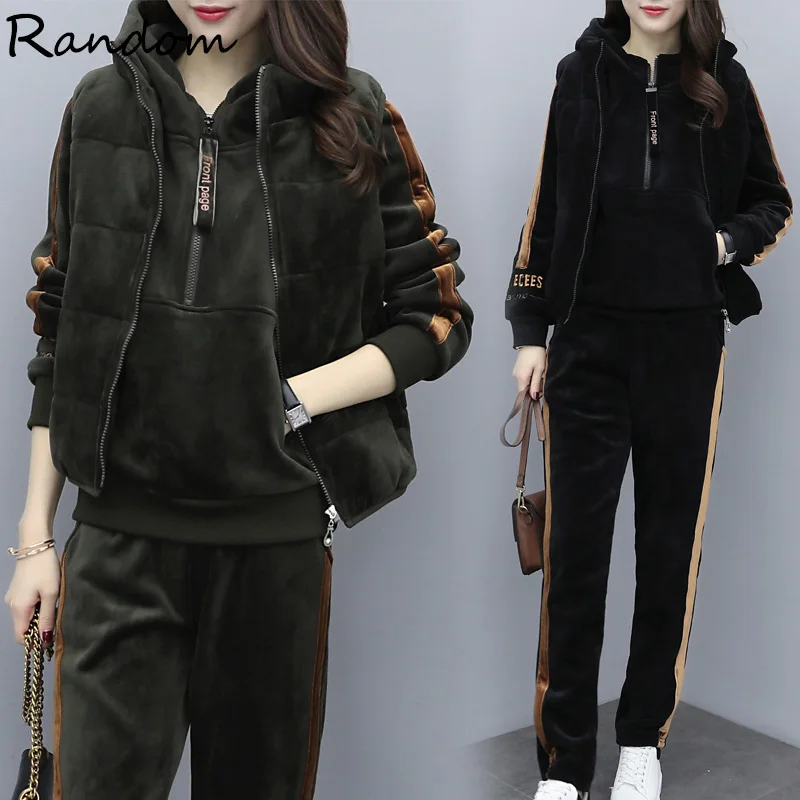 Женский зимний теплый спортивный костюм размера плюс модный топ с капюшоном и