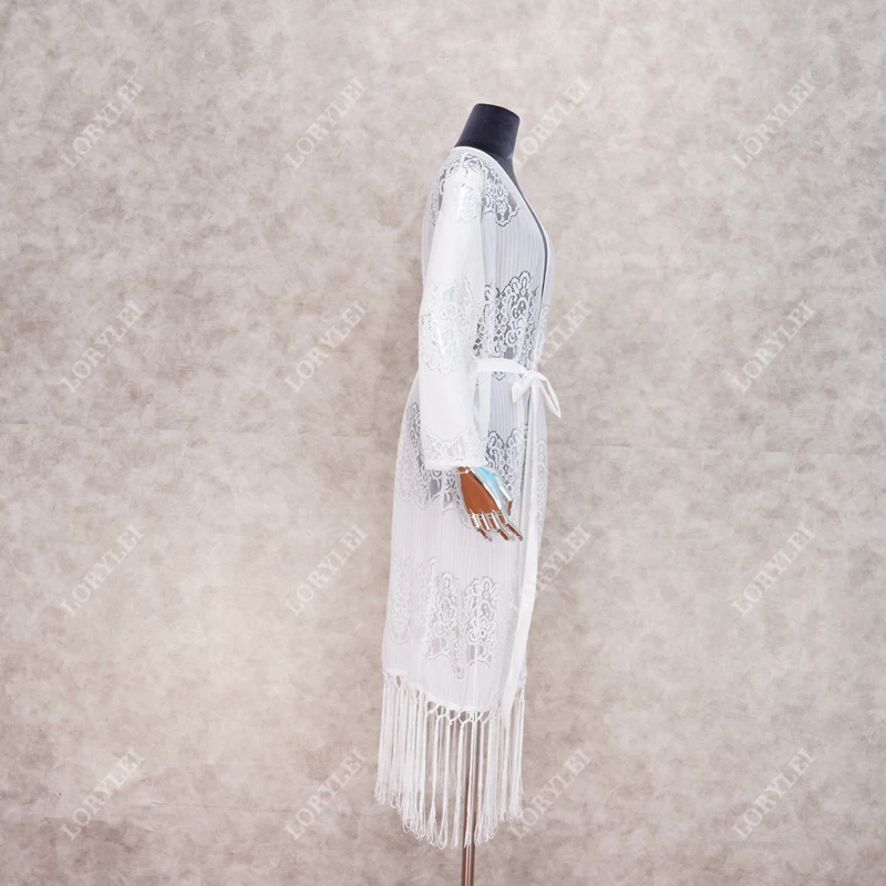 2020 сексуальное прозрачное белое кружевное длинное кимоно кардиган размера плюс