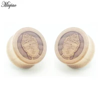 miqiao 2pcs hot new buddha head wood ear expander 10mm 20mm solid ear device stick human body piercing jewelry ear tunnel