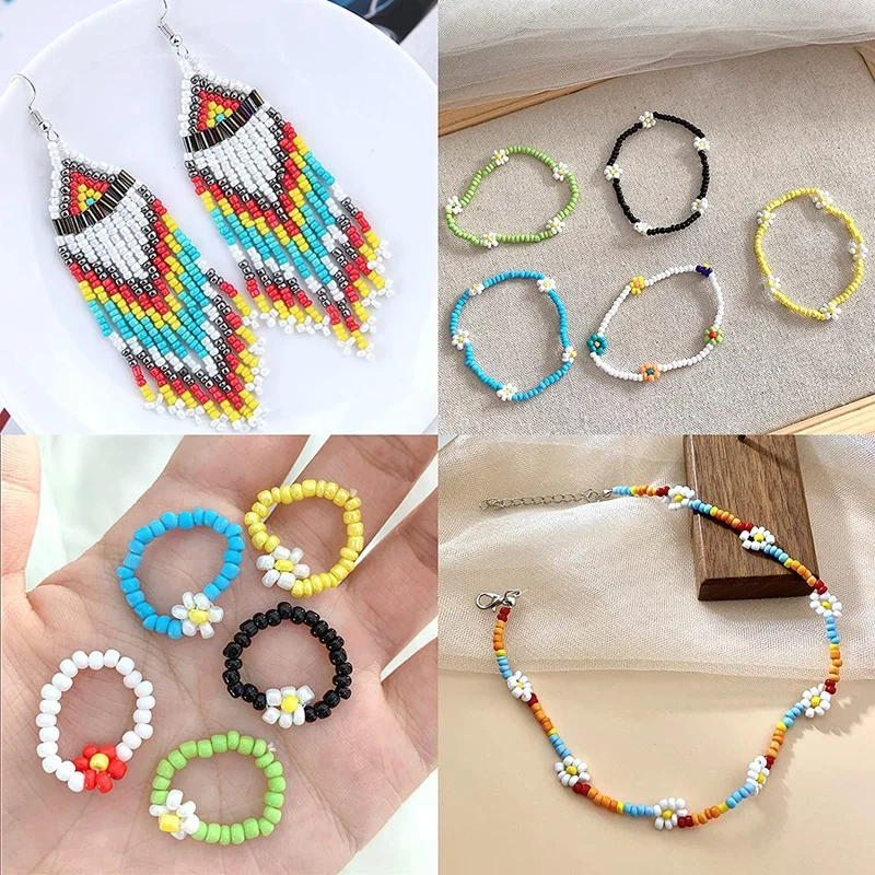 

Glass Seed Beads Elastic String Small Pony Beads for Adults Kids Jewellery Beads for DIY Jewellery Making, Earrings