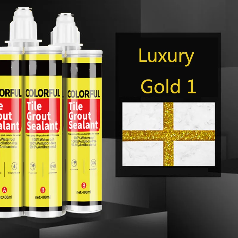 Luxury gold1 1 шт 400 мл 24 цвета двухкомпонентная керамическая Гибкая эпоксидная плитка затирка для наполнения швов и стыков - Цвет: Luxury gold1