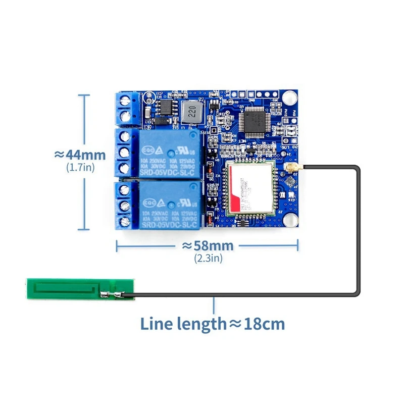 2-канальный релейный модуль SMS GSM с дистанционным управлением SIM800C STM32F103CBT6 для