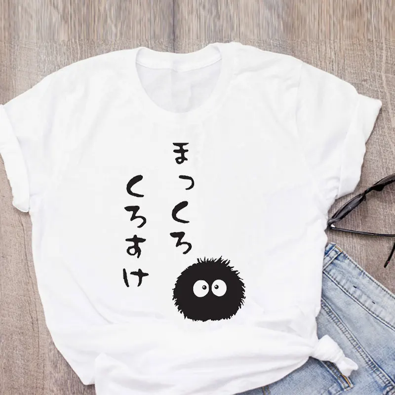 Ghibli Тоторо Dustbunny Kawaii футболка для женщин модная с принтом короткими рукавами