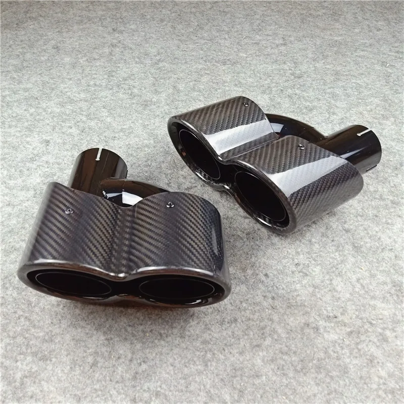 

1 Piece Length 220 mm Carbon Fiber Exhaust Pipe Connected Double Stainless Steel Car universal Glossy Nozzle Muffler Tip
