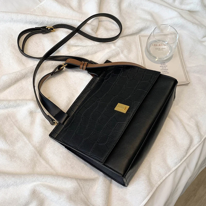 

Vintage Stone pattern Large Tote bag 2020 New Quality PU Leather Women's Designer Handbag High capacity Shoulder Messenger Bag