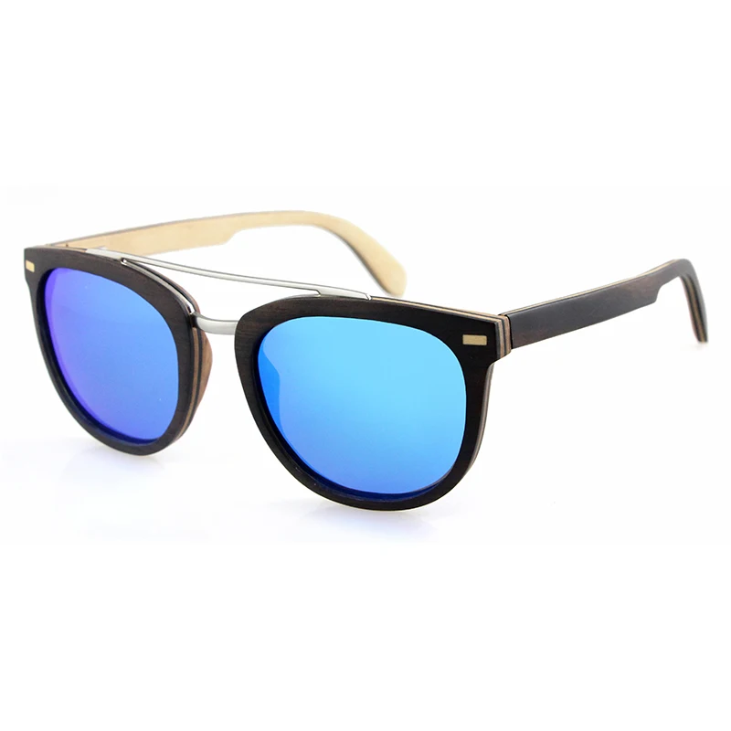 Мужские солнцезащитные очки квадратные поляризационные из черного дерева