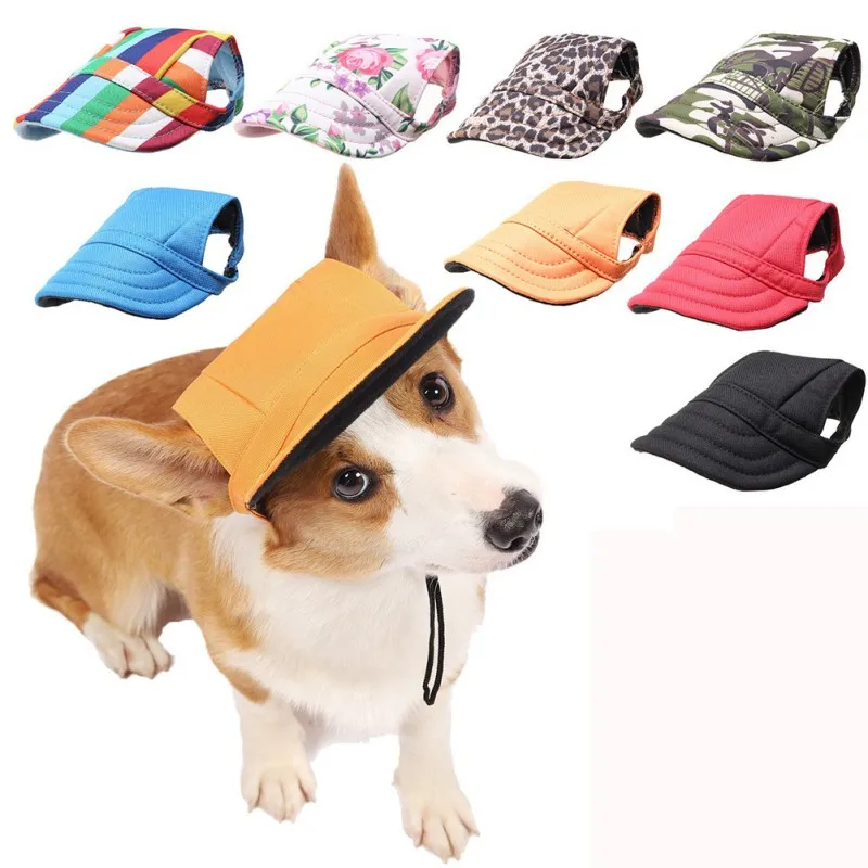 

New Summer Pet Dog Hat Cap Outdoor Sports Baseball Cap Sunscreen Accessories With Ear Holes For Small Dogs Canvas Cap