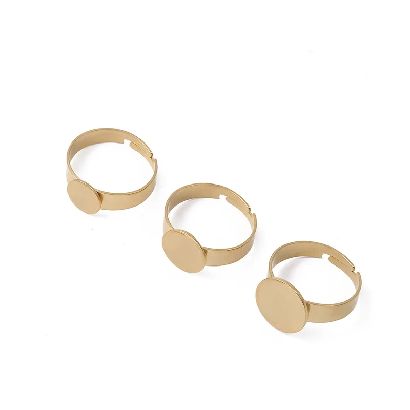 

6pcs 8mm 10mm 12mm Ring Settings Stainless Steel Gold Plated Round Flat Blank Base Rings Setting for DIY Jewelry Making Findings