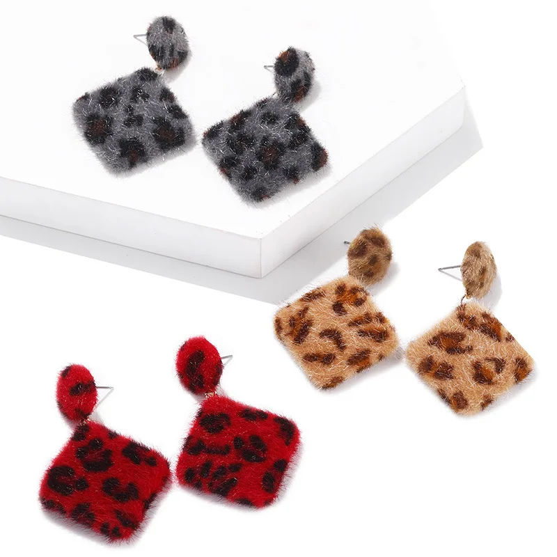 2019 корейские коричневые леопардовые Винтажные серьги Плюшевые Милые