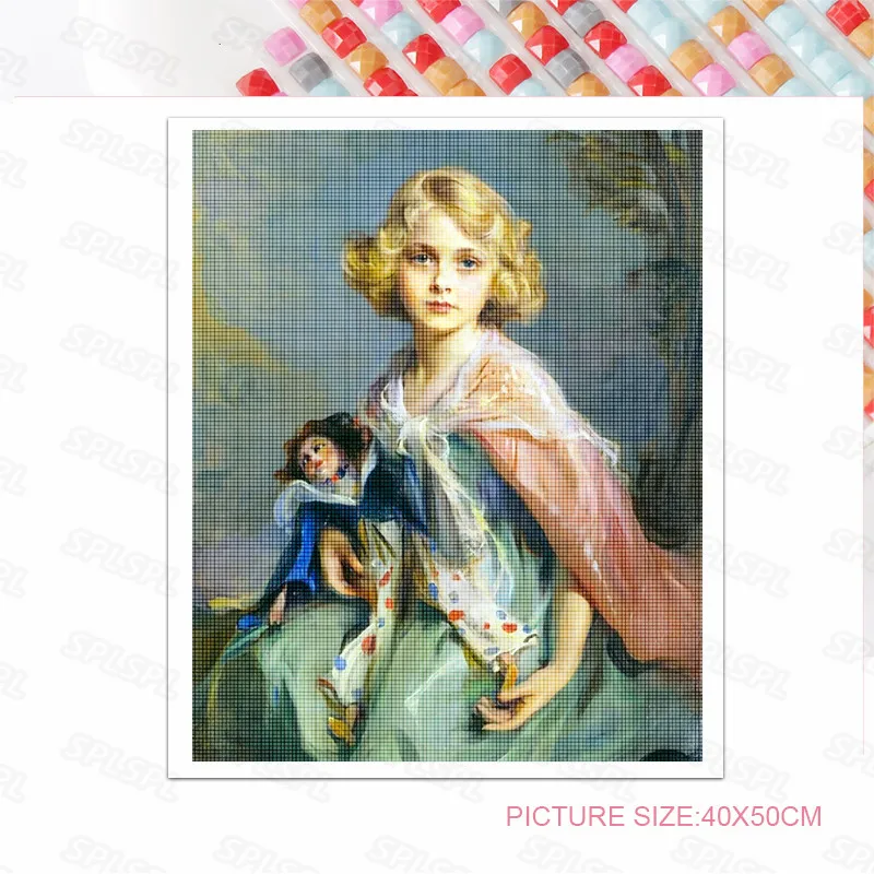 

Diy Diamond Painting Doll-Like Exquisite Western Aristocratic Dress Light Luxury Style Girl Oil Painting Realistic Poster