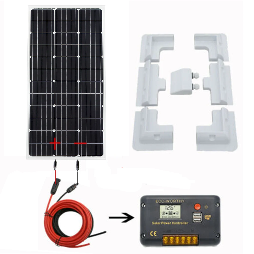 100W 18V солнечных батарей Панели солнечные комплект и 20A Контроллер заряда и крыши дрель настенный кронштейн для крепления на Лодка Караван Кемпинг внесетевая система