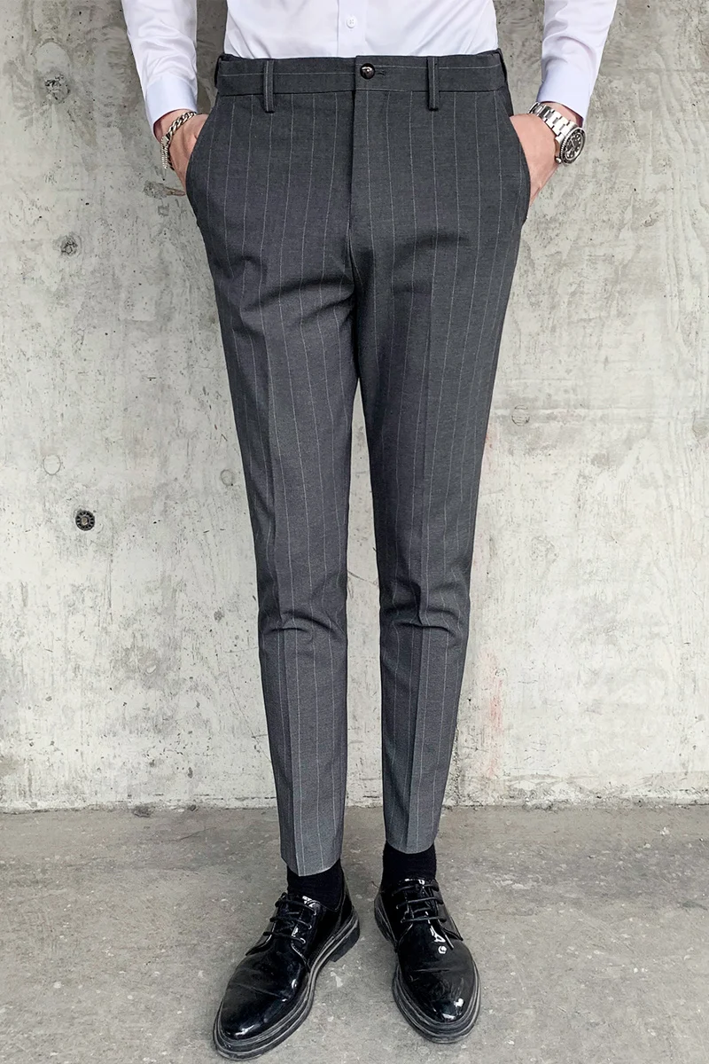 

Vintage Suit pants New Men's Striped Simple Casual Style Trousers Professional Casual Fashion Men's Business Office Suit Pants