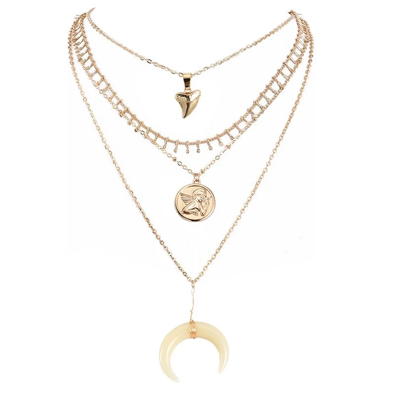 4 шт./компл. романтичные женские ожерелья подвеска в форме сердца Купидона Луны