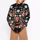 Женский свободный свитер с длинным рукавом, корейский свитер с круглым вырезом и цветочной вышивкой, весна-осень 2021