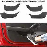 for tesla model 3 four side door anti kick carbon fiber pattern sticker 4pcs 2018 2019