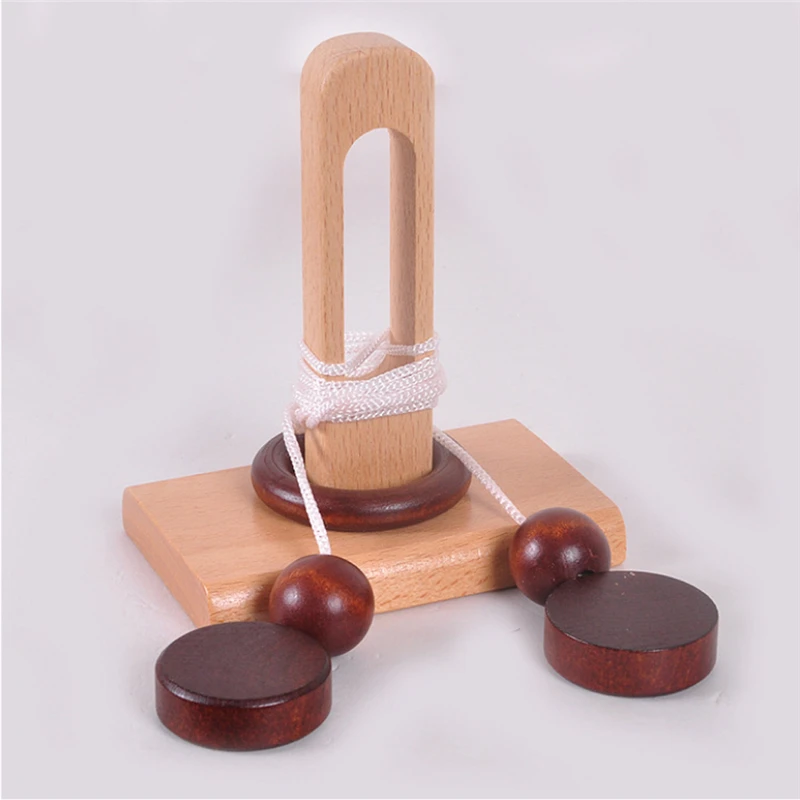 

Children's Wooden 3D Puzzle Toy Stringing Untie The Rope Gifts Topology Toy Intelligent Loop Puzzle Kong Ming Lock