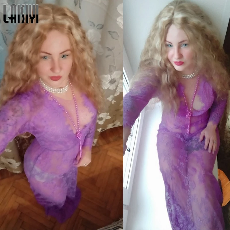 Сексуальное женское платье LAISIYI Осеннее черно белое кружевное длиной до пола с