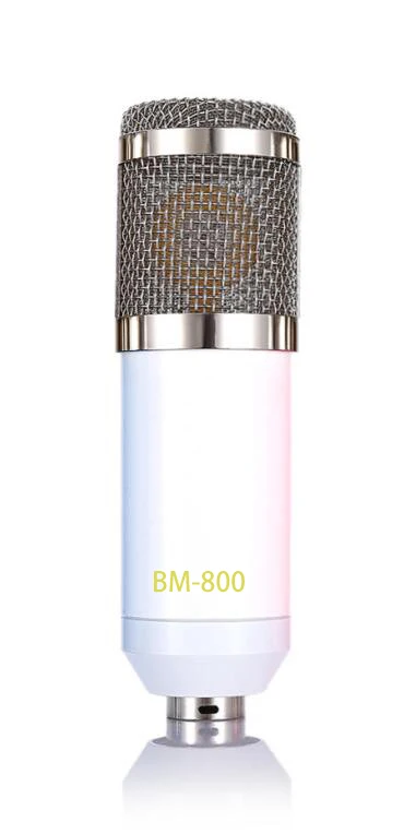 BM800 конденсаторный микрофон Студийный звук Запись вещание пение караоке микрофон 3,5 мм аудио кабель губка микрофон - Цвет: Белый