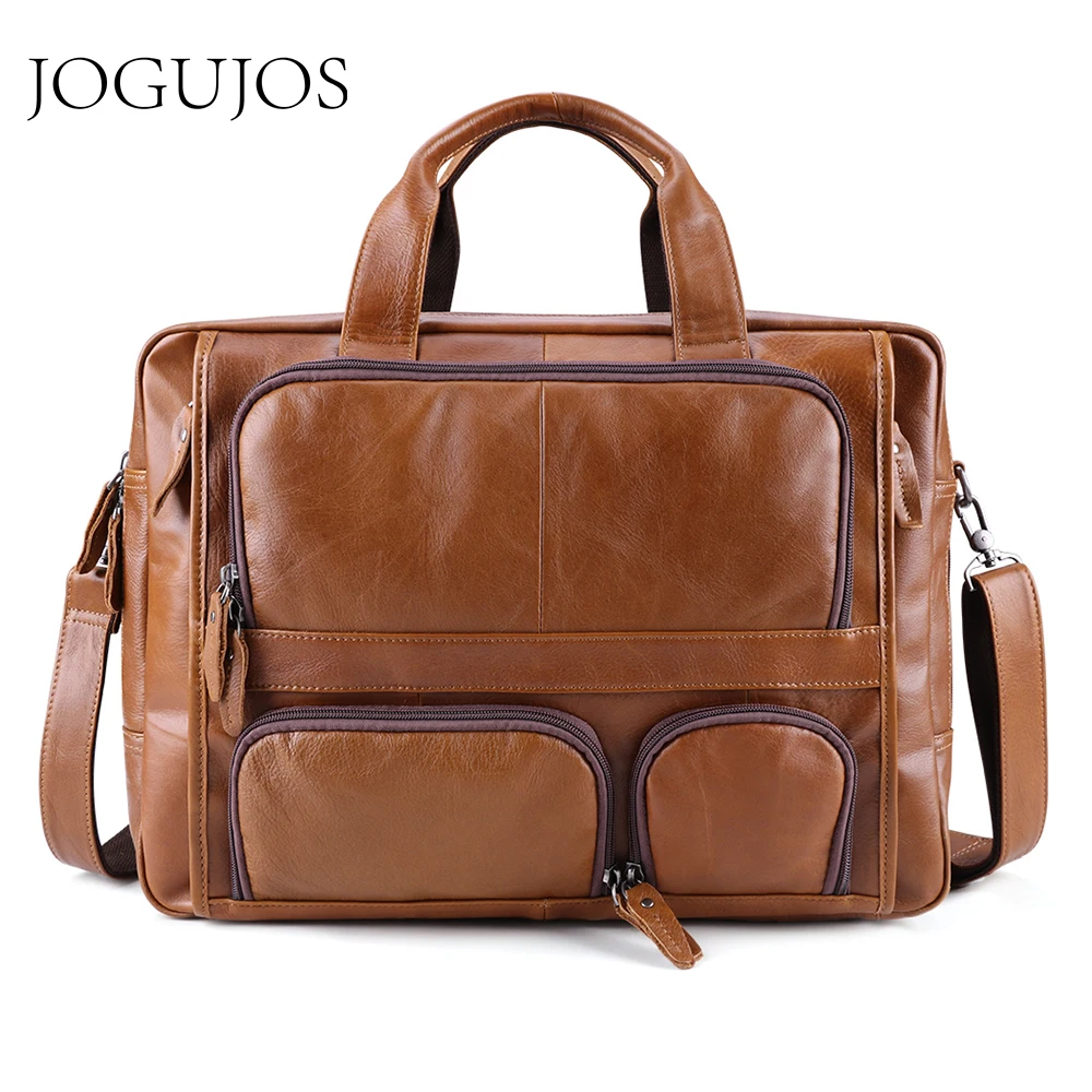 JOGUJOS мужской портфель из натуральной кожи деловая сумка для ноутбука через плечо