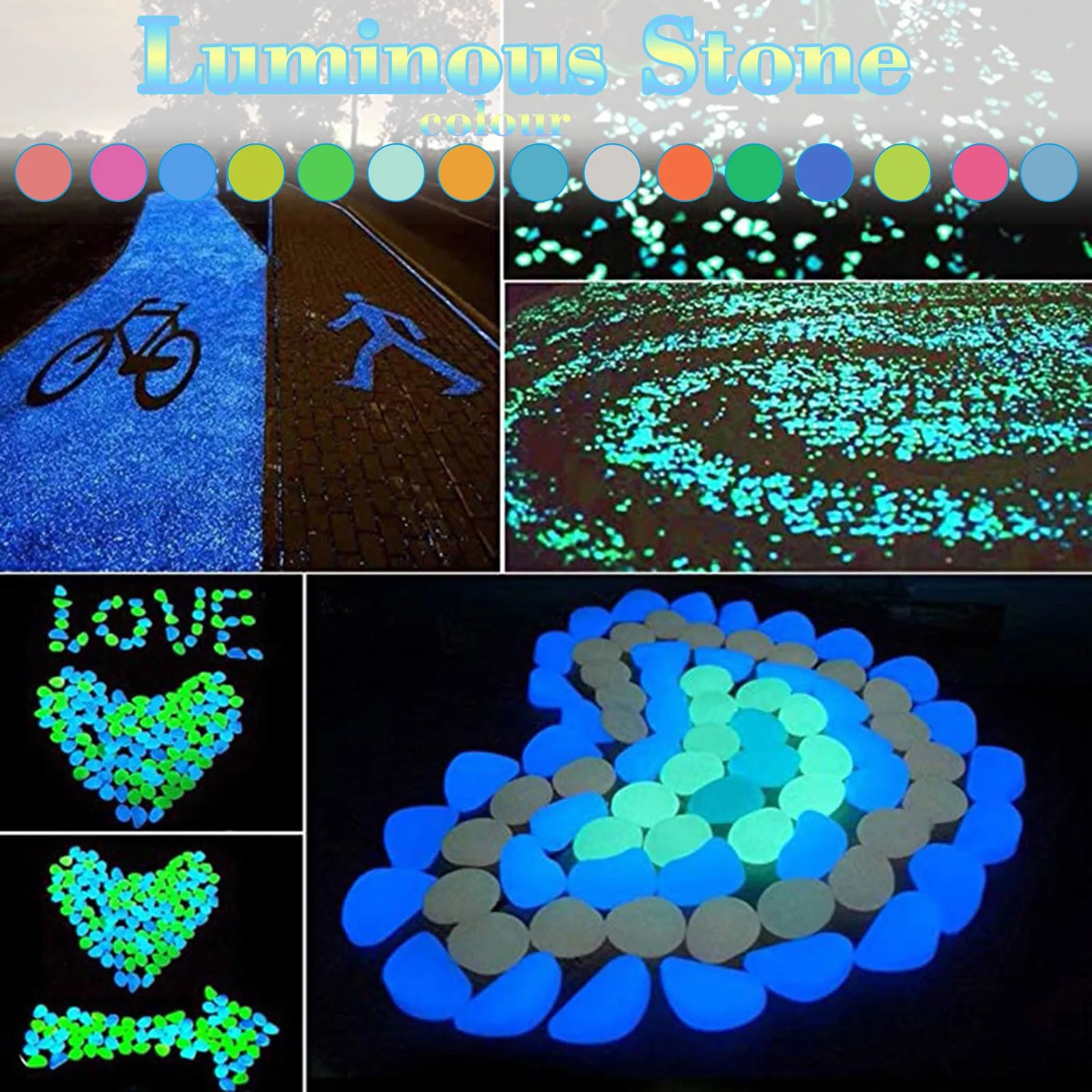 100 шт. сад светится в темноте светящаяся галька для дорожек растения аквариумные