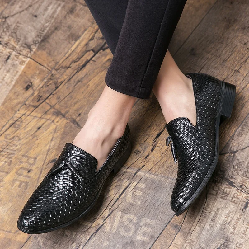 

Black Shoes For Men Dress Shoes For Men Streetwear Casual Leather Hippie Fashion Skin Sneakers Gentle Street Wear Mens Loafers
