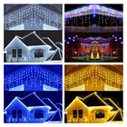 Рождественские украшения 2022, гирлянды на новый год, домашний декор, светодиодная гирлянда, сосулька, занавеска, светильник, свисающие садовые огни 0,50,60,7 м